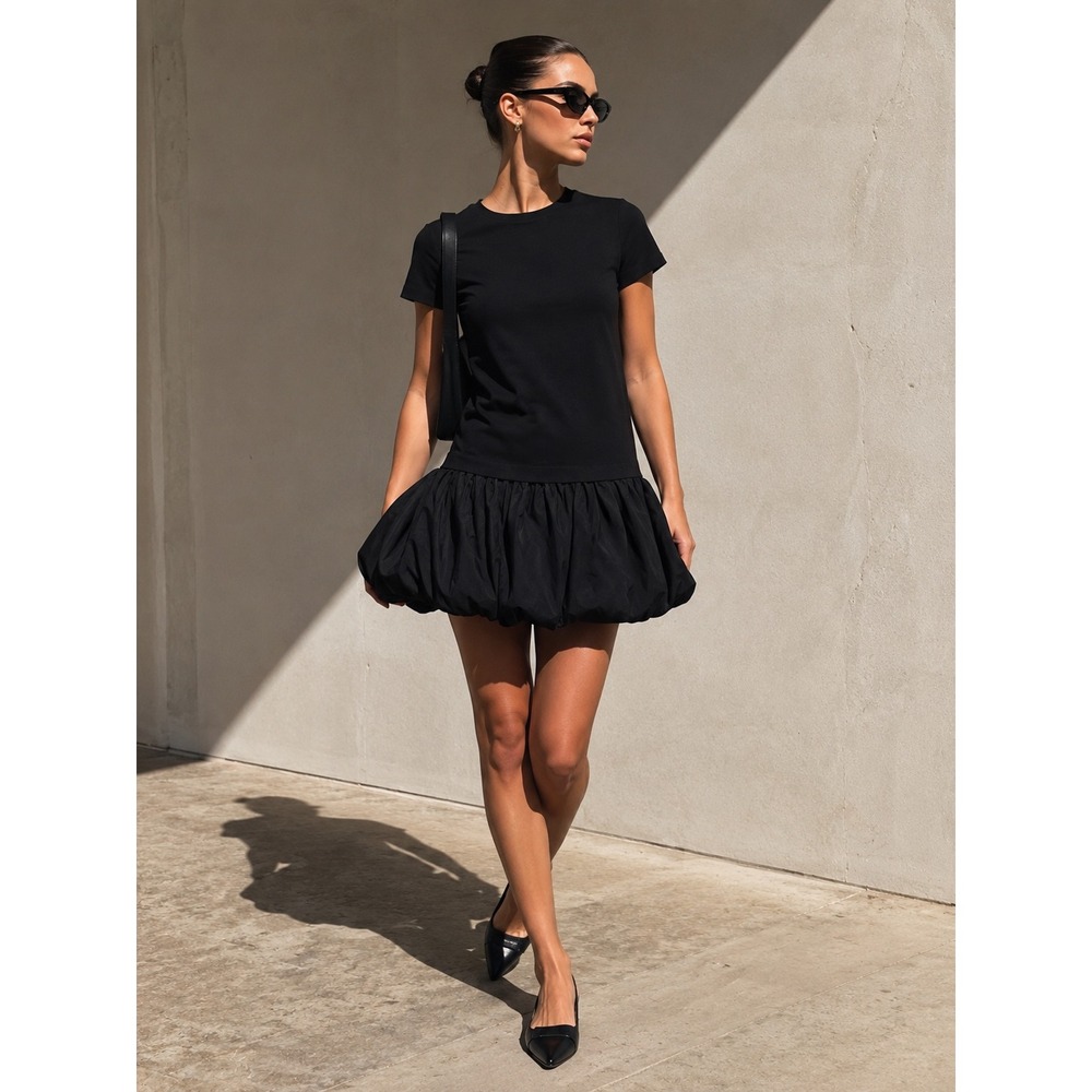 English‎ Factory Black Bubble Hem Mini Dress Minimalist Avant Garde Balletcore M